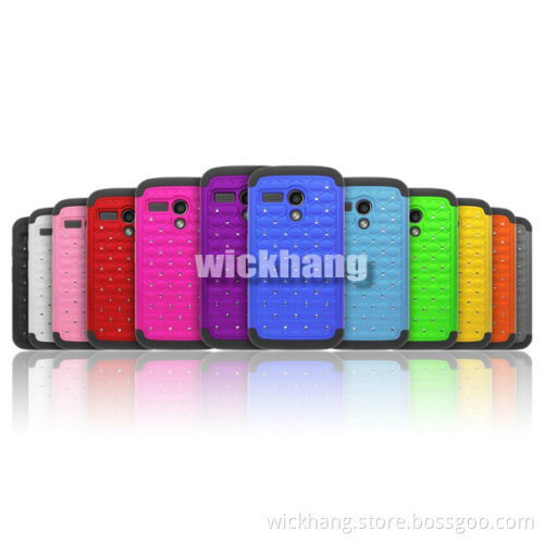 Heavy Duty Glitter Hybrid Studded Diamond Cover Hard Case for Motorola Moto G 1032